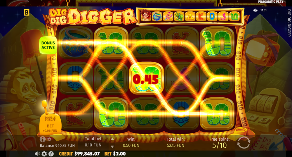 Dig Dig Digger bonus active