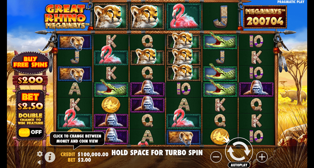 great Rhino Megaways Gameplay