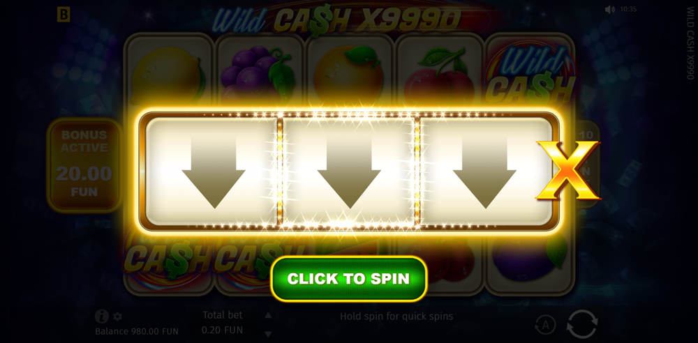 Wild Cash X9990 game start