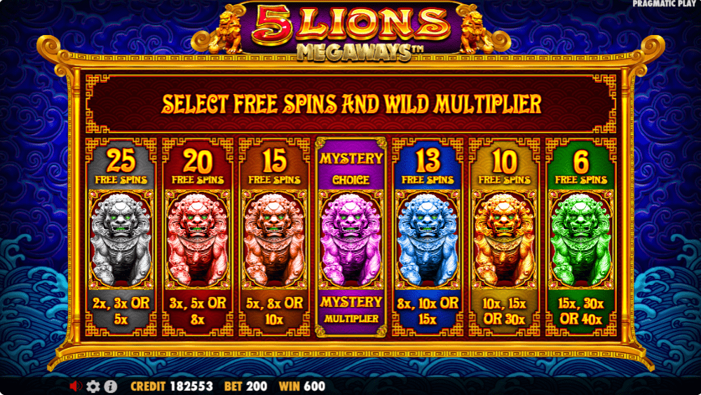 5 Lions Megaways Free Spins