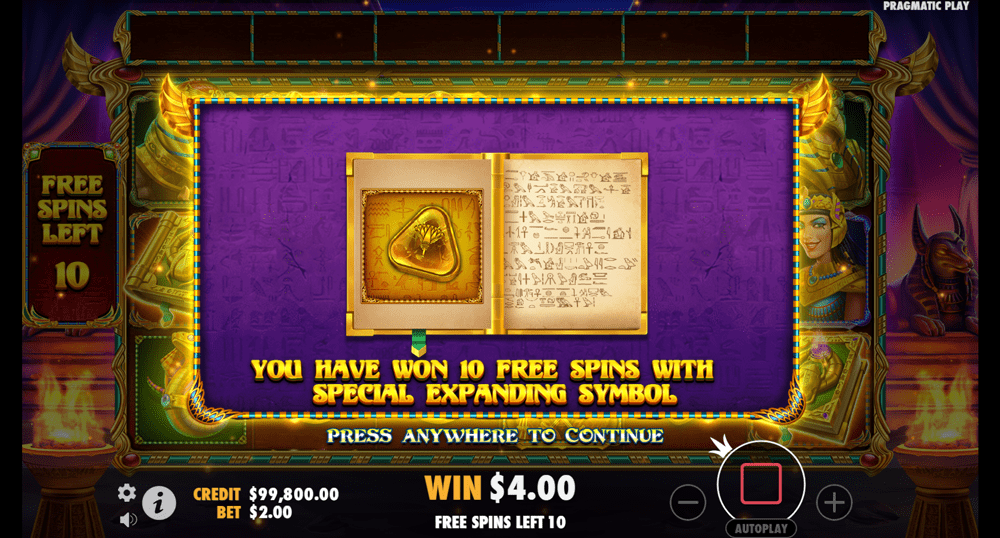 Free spins in Book of Golden Sands