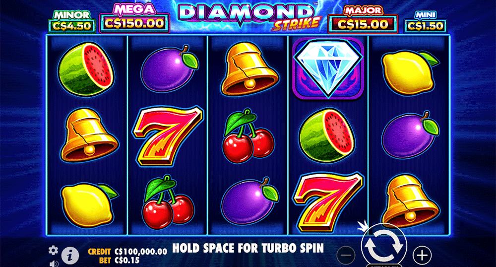 Game view of the Diamond Strike slot