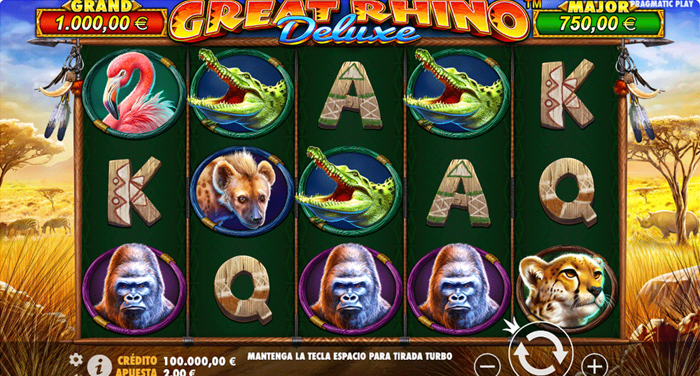 Temática de la slot Great Rhino Deluxe