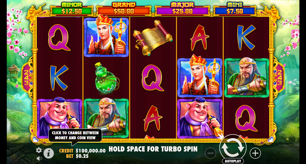 Game view of the Monkey Warrior slot