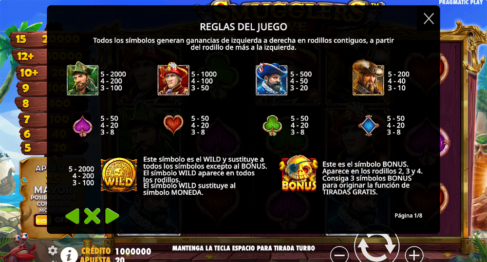 Reglas del juego Smugglers Cove