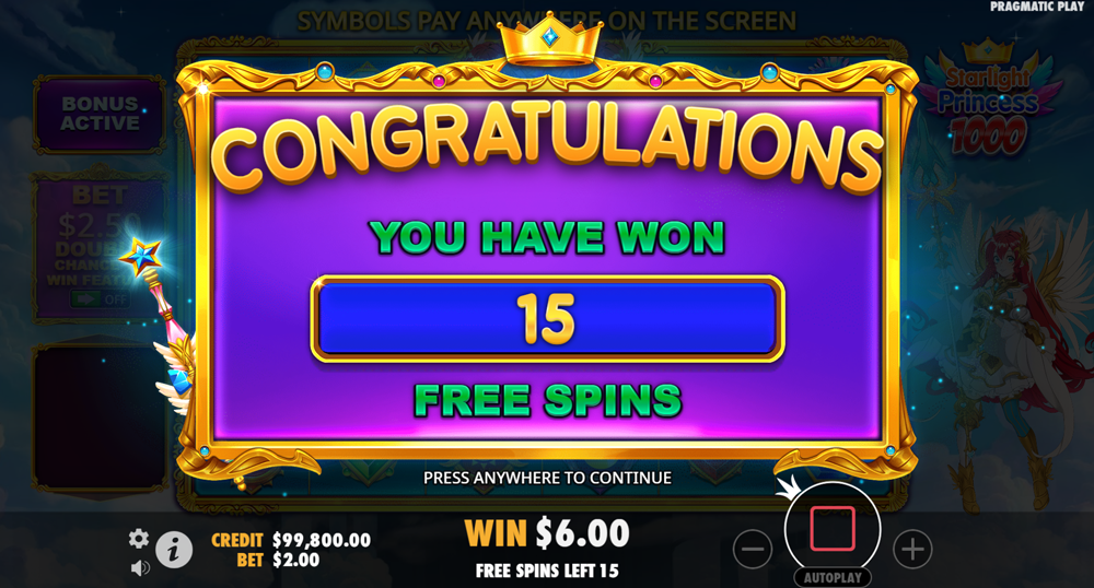 Win Free Spins Starlight Princess 1000